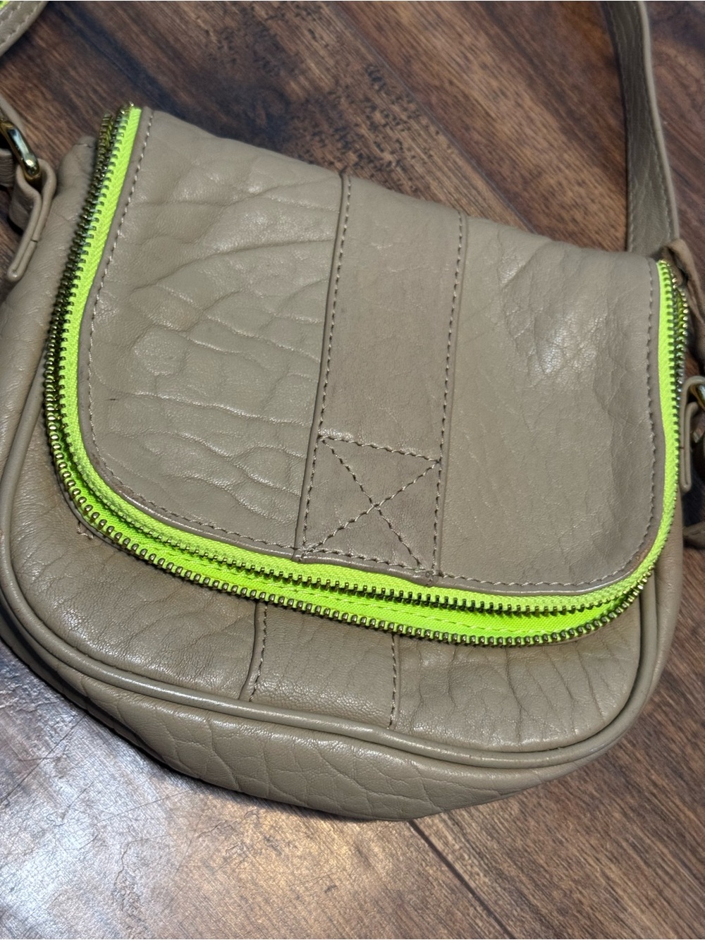 Gorjana Perry Taupe Lambskin Leather Neon Crossbody Bag